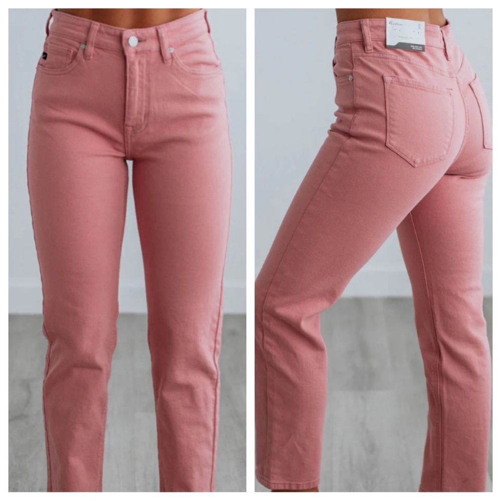 KanCan Amani Wm’s Sz 13/30 Rose Pink 11" High Rise Denim Jeans - Picture 2 of 6